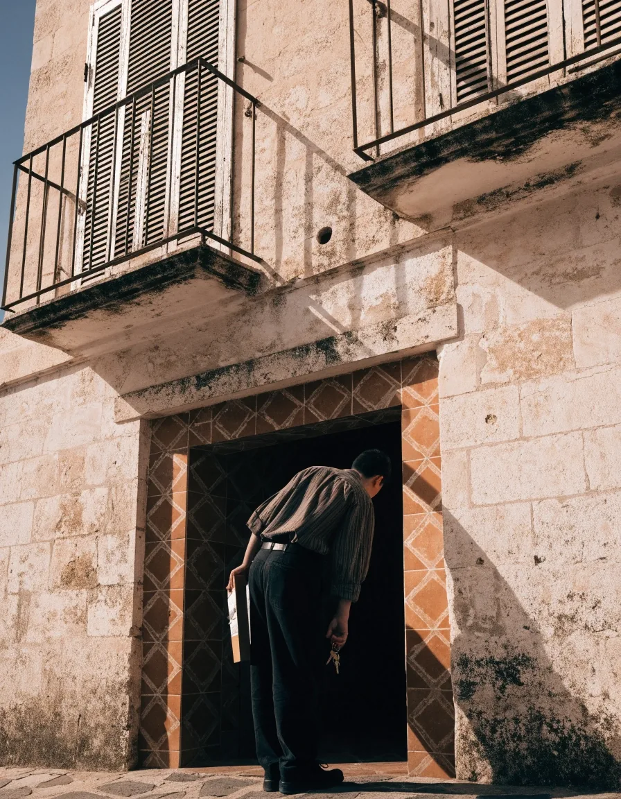 Portal de un edificio residencial en una ciudad costera española