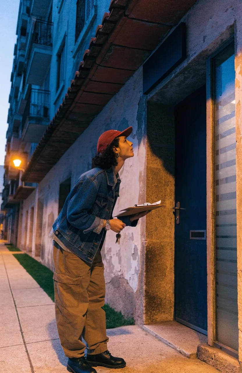 Bloques de vivienda usada en una calle residencial de Málaga provincia al atardecer